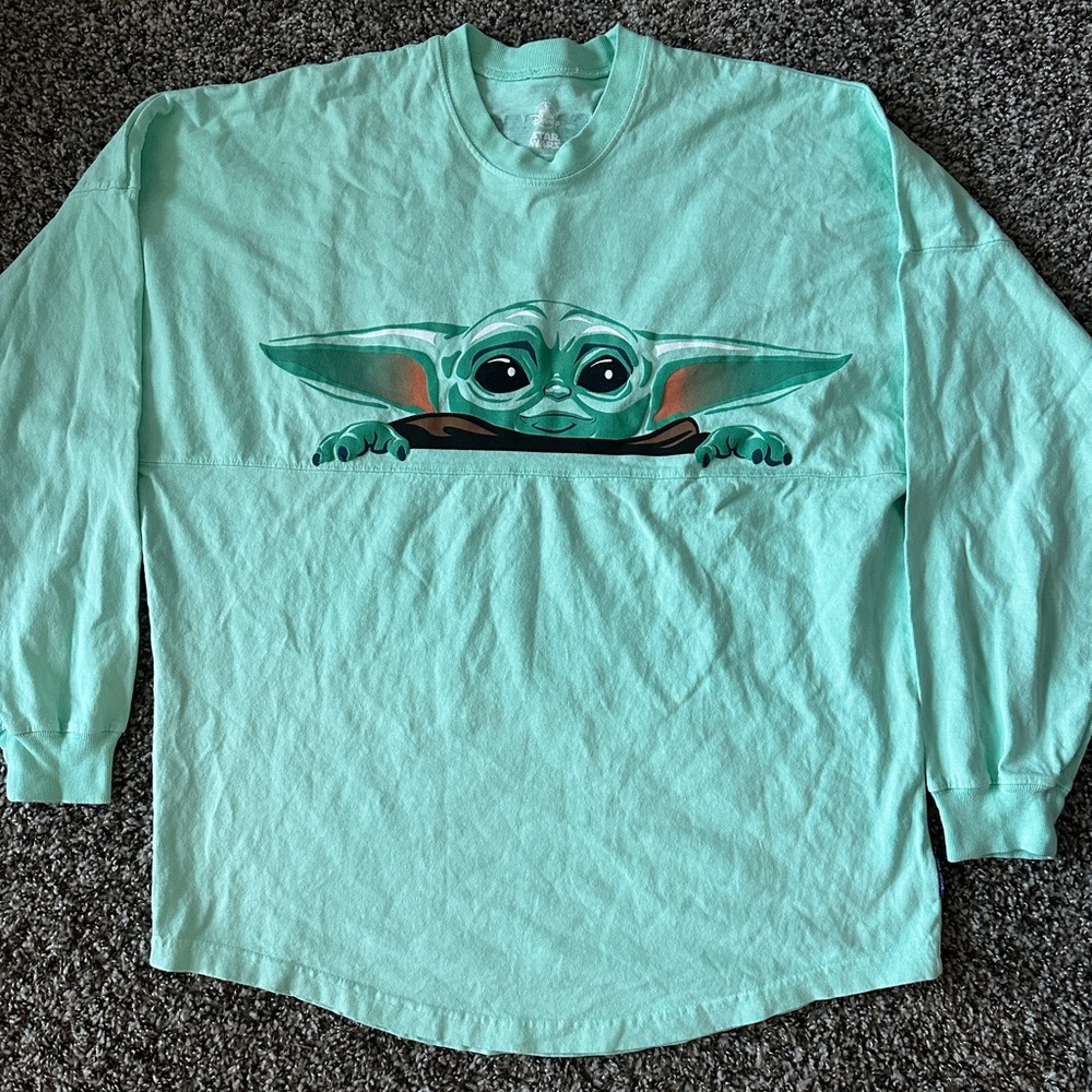 Star Wars The Mandalorian baby yoda Long Sleeve green spirit jersey Shirt small - Picture 4 of 4